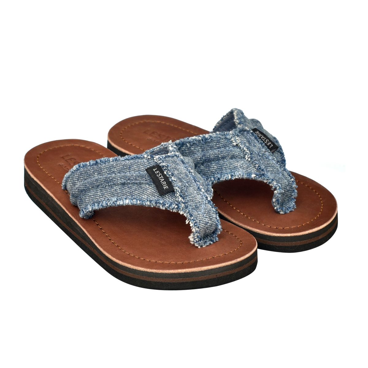 Jungen Leder Sandale mit Jeans-Riemchen